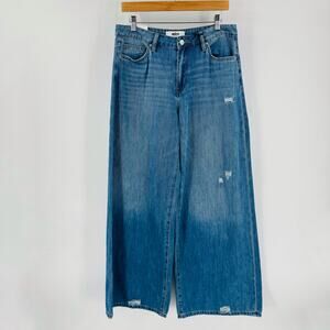 Mica Wide Leg Jeans Size 30 NWT High Rise Distressed‎ Medium Wash Denim Pants